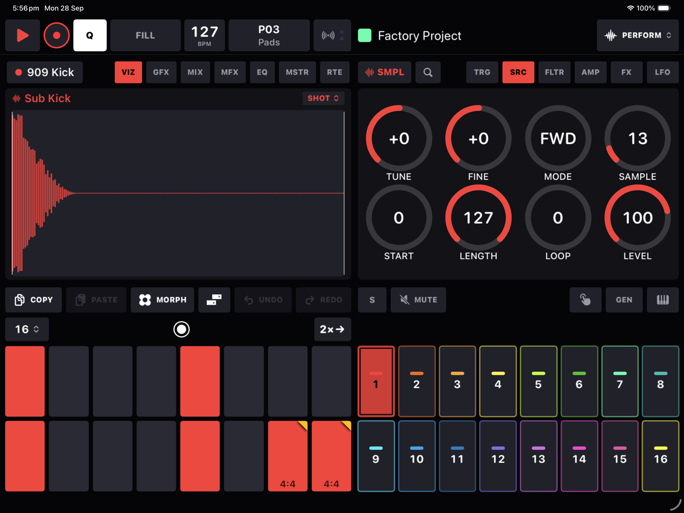 HeartBeat on an iPad in landscape: the same two-by-two board, scaled up